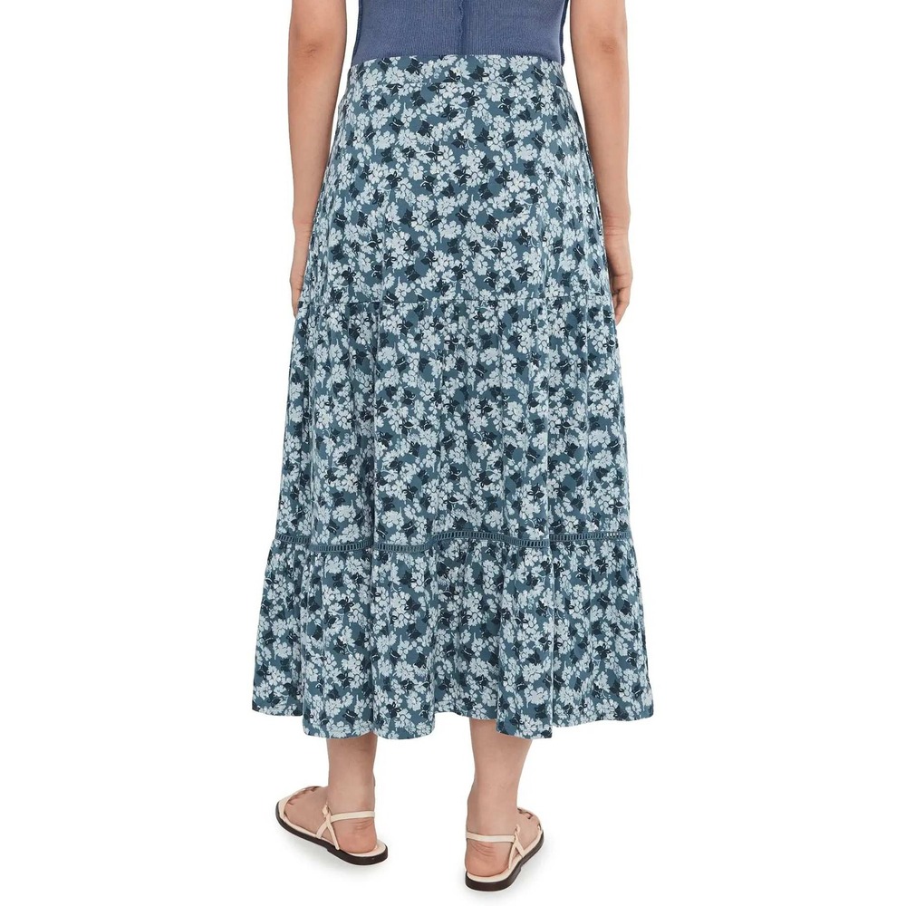Toad&Co Marigold Tiered Midi Skirt Pacific Blue Print Size Medium New With Tags - Picture 4 of 8